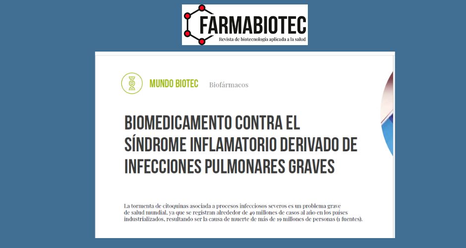 Biomedicamento contra el síndrome inflamatorio derivado de infecciones pulmonares graves